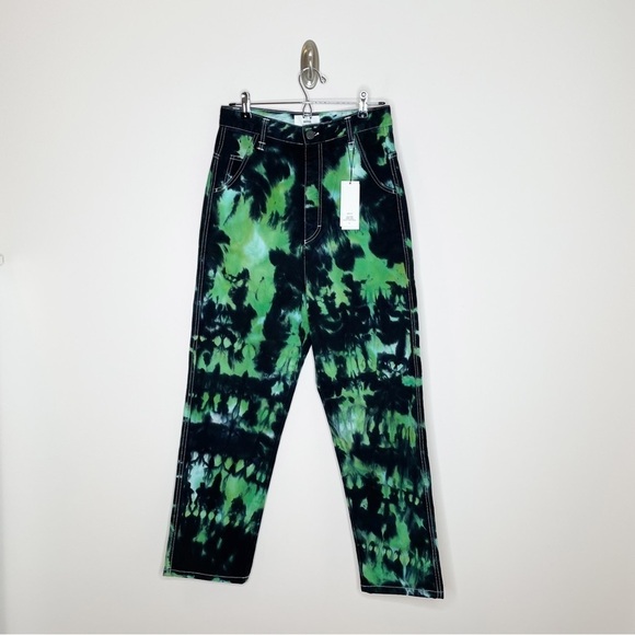 AMI ALEXANDRE MATTIUSSI Alex Jeans Wide Leg Low Rise Tie Dye Rigid Denim Size 27 - Picture 2 of 11